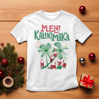 Mele Kalikimaka Santa Climb Palm Tree Hawaiian Christmas T Shirt TS09 White - Polynesian Pride