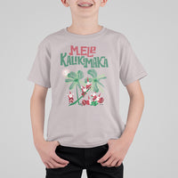 Mele Kalikimaka Santa Climb Palm Tree Hawaiian Christmas T Shirt For Kid TS09 Ice Gray - Polynesian Pride