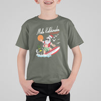 Mele Kalikimaka Surfing Santa Vintage Hawaiian Christmas T Shirt For Kid TS09 Military Green - Polynesian Pride
