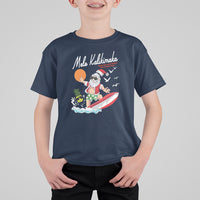 Mele Kalikimaka Surfing Santa Vintage Hawaiian Christmas T Shirt For Kid TS09 Navy - Polynesian Pride
