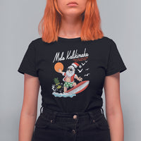 Mele Kalikimaka Surfing Santa Vintage Hawaiian Christmas T Shirt For Women TS09 Black - Polynesian Pride
