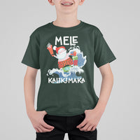 Mele Kalikimaka Surfing Cute Santa Hawaiian Christmas T Shirt For Kid TS09 Dark Forest Green - Polynesian Pride