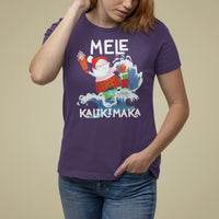 Mele Kalikimaka Surfing Cute Santa Hawaiian Christmas T Shirt For Women TS09 Purple - Polynesian Pride