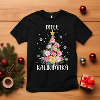 Mele Kalikimaka Hawaiian Christmas Tree Tropical Flower T Shirt TS09 Black - Polynesian Pride