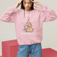 Mele Kalikimaka Hawaiian Christmas Tree Tropical Flower Sweatshirt TS09 Light Pink - Polynesian Pride