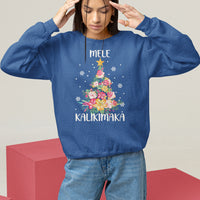 Mele Kalikimaka Hawaiian Christmas Tree Tropical Flower Sweatshirt TS09 Royal Blue - Polynesian Pride