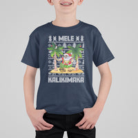 Mele Kalikimaka Santa Hawaiian Christmas Hula Dance T Shirt For Kid TS09 Navy - Polynesian Pride