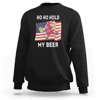 Christmas In Hawaii Sweatshirt Ho Ho Hold My Beer Drunk Santa USA Flag TS09 Black - Polynesian Pride