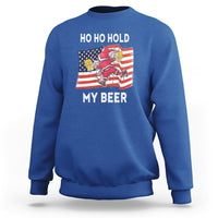 Christmas In Hawaii Sweatshirt Ho Ho Hold My Beer Drunk Santa USA Flag TS09 Royal Blue - Polynesian Pride