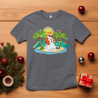 Christmas In Hawaii T Shirt Hawaiian Snowman Xmas Palm Tree At The Beach TS09 Charcoal - Polynesian Pride