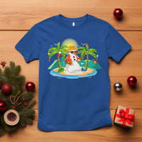 Christmas In Hawaii T Shirt Hawaiian Snowman Xmas Palm Tree At The Beach TS09 Royal Blue - Polynesian Pride