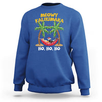 Christmas In Hawaii Sweatshirt Meowy Kalikimaka Cat Chillin' Ho Ho Ho Xmas Palm Tree TS09 Royal Blue - Polynesian Pride