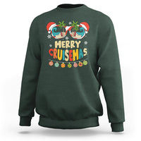 Merry Cruisemas Hawaiian Christmas Palm Tree Sunglass Sweatshirt TS09 Dark Forest Green - Polynesian Pride