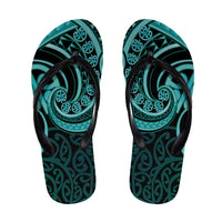 Turquoise New Zealand Mangopare Flip Flops Aotearoa Maori Koru Style - Polynesian Pride