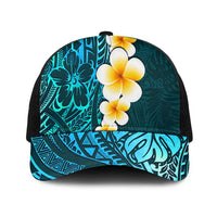 Turquosie Polynesia Baseball Net Cap Plumeria Tropical Leaves With Galaxy Polynesian Art LT14 One Size Black Turquosie - Polynesian Pride