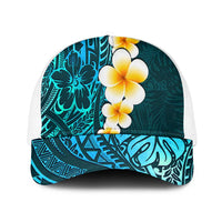 Turquosie Polynesia Baseball Net Cap Plumeria Tropical Leaves With Galaxy Polynesian Art LT14 One Size White Turquosie - Polynesian Pride