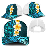 Turquosie Polynesia Baseball Net Cap Plumeria Tropical Leaves With Galaxy Polynesian Art LT14 - Polynesian Pride