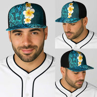 Turquosie Polynesia Baseball Net Cap Plumeria Tropical Leaves With Galaxy Polynesian Art LT14 - Polynesian Pride