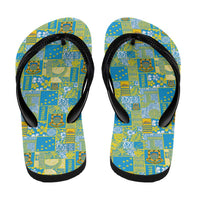 Tuvalu Manuia te Kilisimasi Flip Flops Pacific Patchwork Xmas Vibes - Polynesian Pride