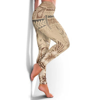 Vaiaso o le Gagana Samoa Leggings Siapo Motif Beige