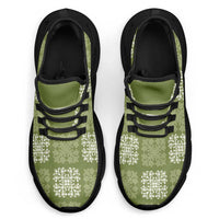 Vesuvian Green Palaka Quilt Hawaii Clunky Sneakers Traditional Hawaii-plaid Pattern - Polynesian Pride