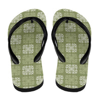 Vesuvian Green Palaka Quilt Hawaii Flip Flops Traditional Hawaii-plaid Pattern - Polynesian Pride