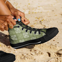 Vesuvian Green Palaka Quilt Hawaii High Top Shoes Traditional Hawaii-plaid Pattern - Polynesian Pride