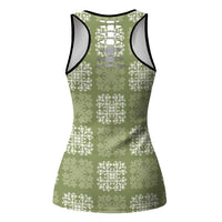 Vesuvian Green Palaka Quilt Hawaii Hollow Tank Top Traditional Hawaii-plaid Pattern - Polynesian Pride