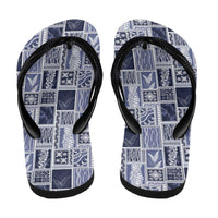 Vintage Aloha Block Quilt Flip Flops Blue Inspired Lei Motifs - Polynesian Pride