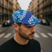 Vintage Blue Polynesia Jeff Hat Plumeria With Hibiscus Tropical Vibes - Polynesian Pride