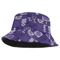Vintage Hawaiian Quilting Patterns Bucket Hat Purple Style Tribal Fabric Patchwork - Polynesian Pride
