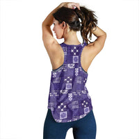 Vintage Hawaiian Quilting Patterns Women Racerback Tank Purple Style Tribal Fabric Patchwork - Polynesian Pride