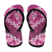 Vintage Pink Polynesia Flip Flops Plumeria Hibiscus Tropical Vibes - Polynesian Pride