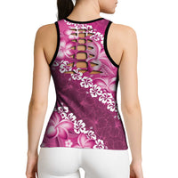 Vintage Pink Polynesia Hollow Tank Top Plumeria With Hibiscus Tropical Vibes LT14 - Polynesian Pride