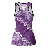 Vintage Purple Polynesia Hollow Tank Top Plumeria With Hibiscus Tropical Vibes - Polynesian Pride