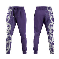 Violet Green Maori Jogger Pants Koru Kowhaiwhai