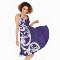 Violet Green Maori Midi Dress Koru Kowhaiwhai