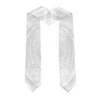 White Sunday Lotu Tamaiti Graduation Stole Polynesian Wave Pastel Nude - Polynesian Pride