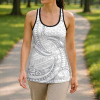 White Sunday Lotu Tamaiti Hollow Tank Top Polynesian Wave Pastel Gray LT9 - Polynesian Pride