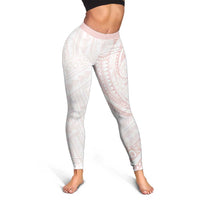 White Sunday Lotu Tamaiti Leggings Polynesian Wave Pastel Blush - Polynesian Pride