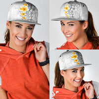White Tropical Plumeria With Galaxy Polynesian Art Snapback Cap - Polynesian Pride