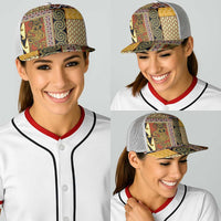 Yellow Aotearoa Kowhaiwhai Pattern Baseball Net Cap NZ Maori Quilt Style - Polynesian Pride