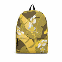 Yellow Banana Leaf Hawaii Backpack Lau Maia Plumeria Tropical Summer Vibes LT14 Yellow - Polynesian Pride