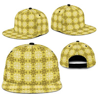Yellow Hawaiian Quilt Snapback Cap Hawaii Pineapple Monstera Palaka Motifs - Polynesian Pride