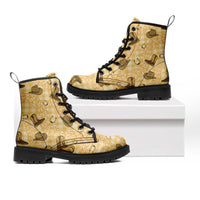Yellow Palaka Hawaii Cowboy Leather Boots Puakenikeni Lei Paniolo Papale Seamless Vibes LT14 Yellow - Polynesian Pride