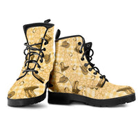 Yellow Palaka Hawaii Cowboy Leather Boots Puakenikeni Lei Paniolo Papale Seamless Vibes LT14 - Polynesian Pride