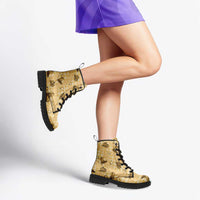Yellow Palaka Hawaii Cowboy Leather Boots Puakenikeni Lei Paniolo Papale Seamless Vibes LT14 - Polynesian Pride
