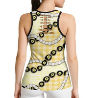 Yellow Palaka Hawaii Hollow Tank Top Kukui Nut Pikake Lei Hawaiian Tapa Pattern - Polynesian Pride