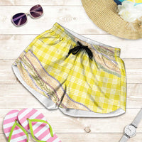 Yellow Palaka Hawaii Leis Elegant Vibes Shorts for Women