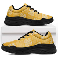Yellow Palaka Quilt Hawaii Chunky Sneakers Traditional Hawaii-plaid Pattern - Polynesian Pride